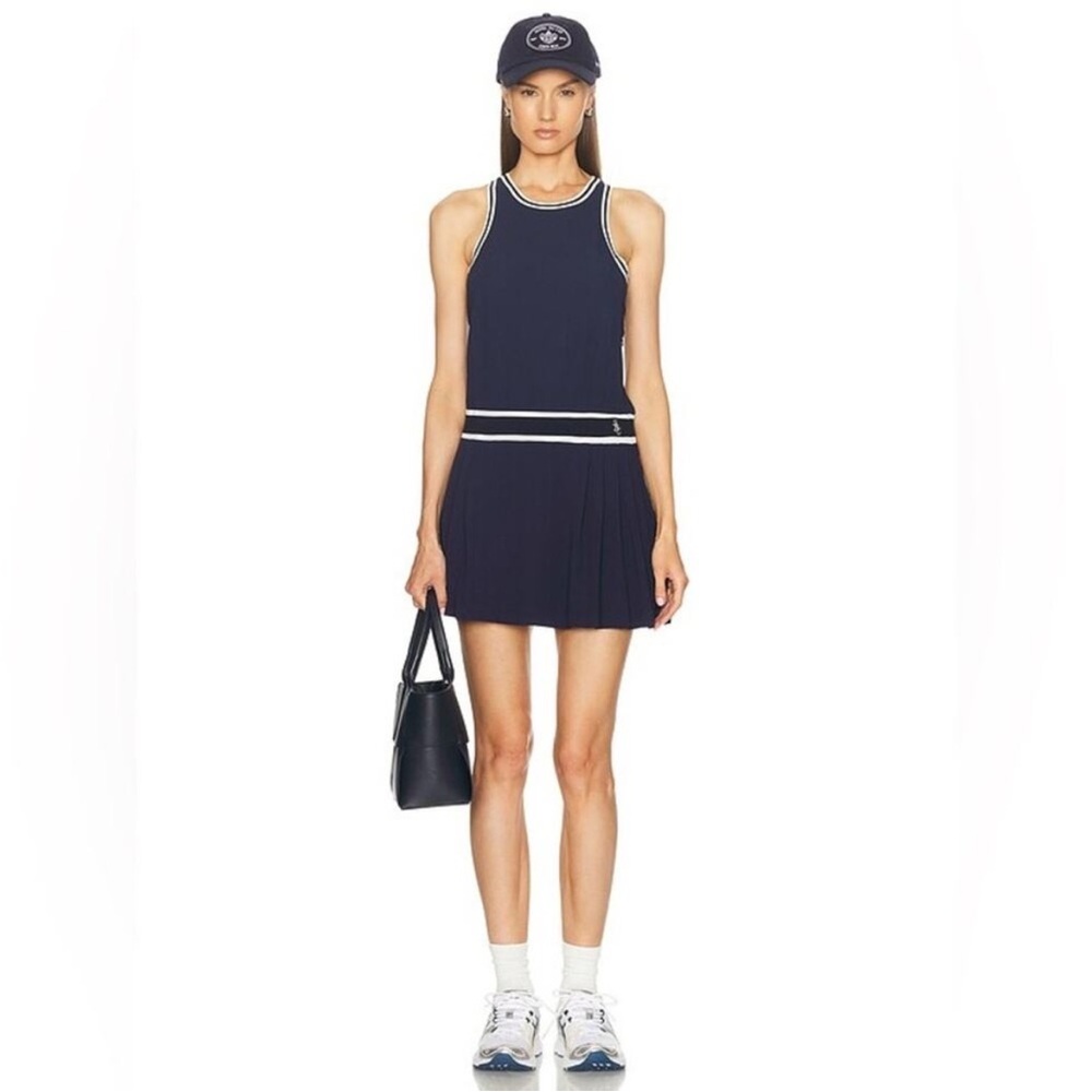 Sporty & Rich Phoebe Mini Dress Pleated Athleisure Preppy Activewear Size S NWT